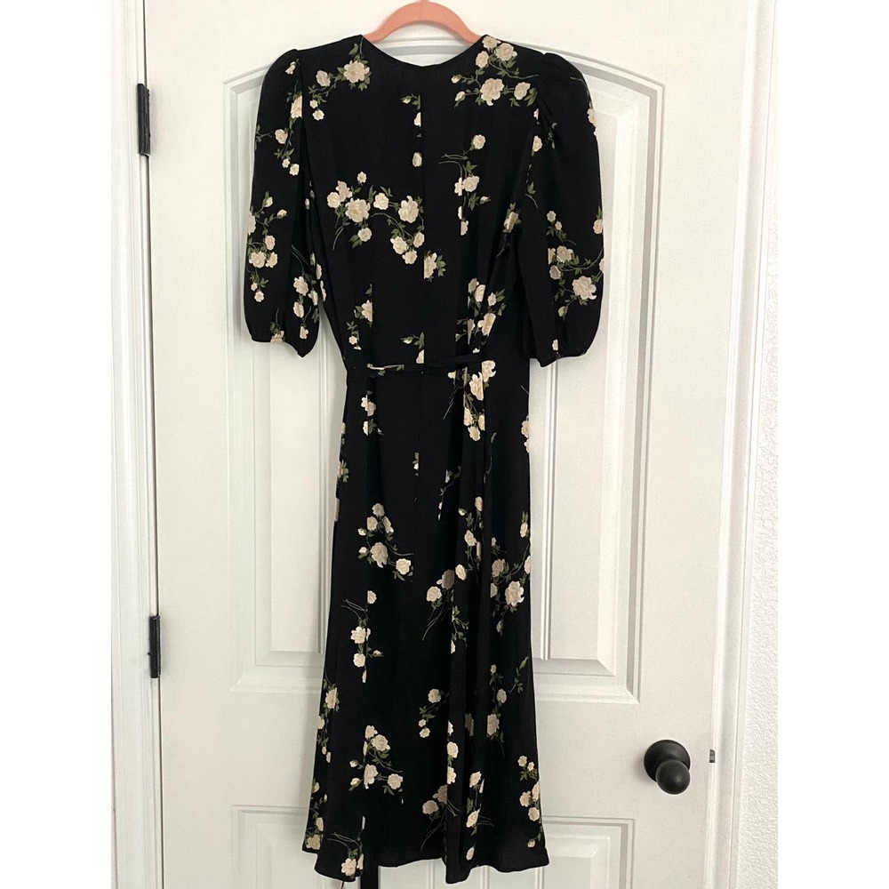 Reformation Maria Black Floral Wrap Dress (Size M) - Picture 5 of 8